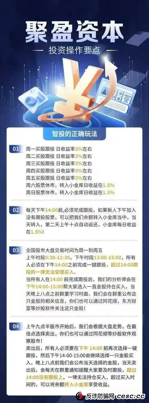 【聚盈资本】又一个套牌股票跟单类资金盘骗局，典型的一轮圈韭菜盘，看见一