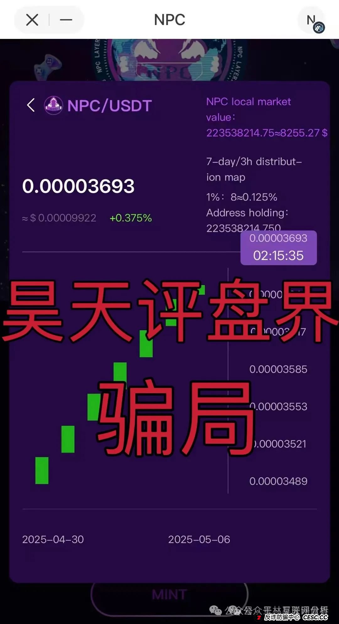 曝光 | NPC  Web3.0空气币，维加斯（VEGAS基金会），万峰金领...都是资金盘项目骗